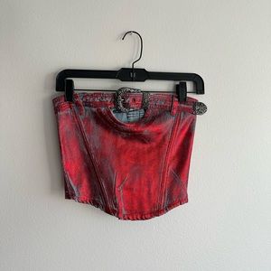 ❗️SOLD ❗️Don’t buy! Jaded London Midtown Metallic Denim Corset w Buckle Belt